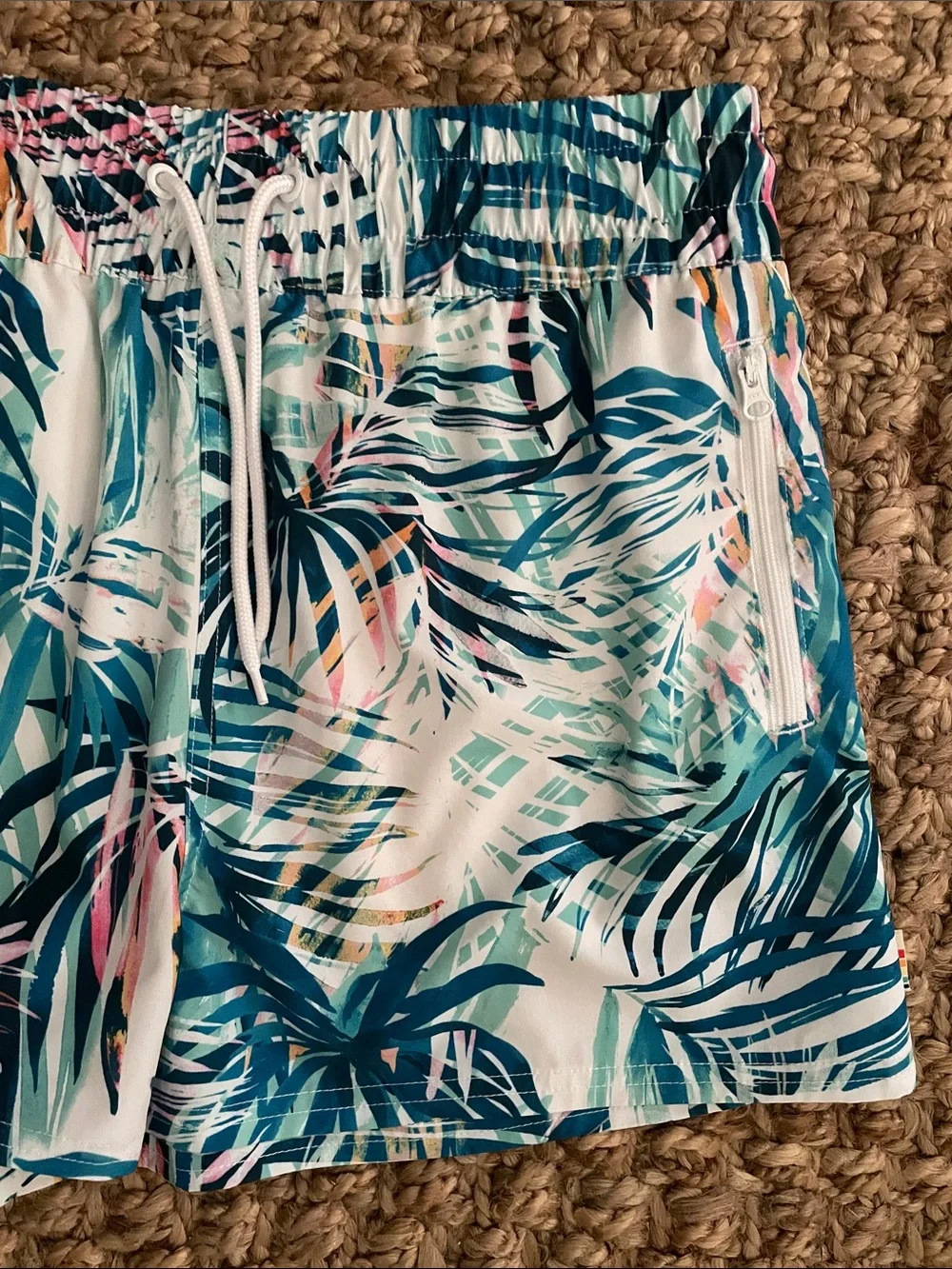 Ocean Pacific OP Tropical Swim Shorts Medium Zip Pocket Beach Cover Up UPF